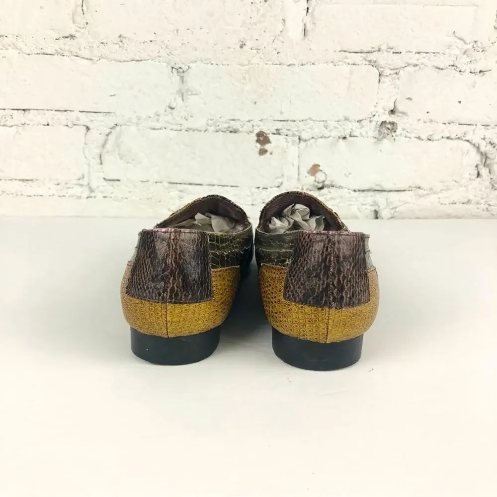 Vintage Annie Patchwork Faux Animal Tiger Accent Loafers